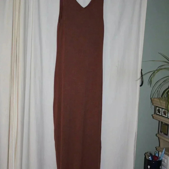 Nordstrom Medium Brown Knit V-Neck Dress Modest NWOT - Picture 10 of 15
